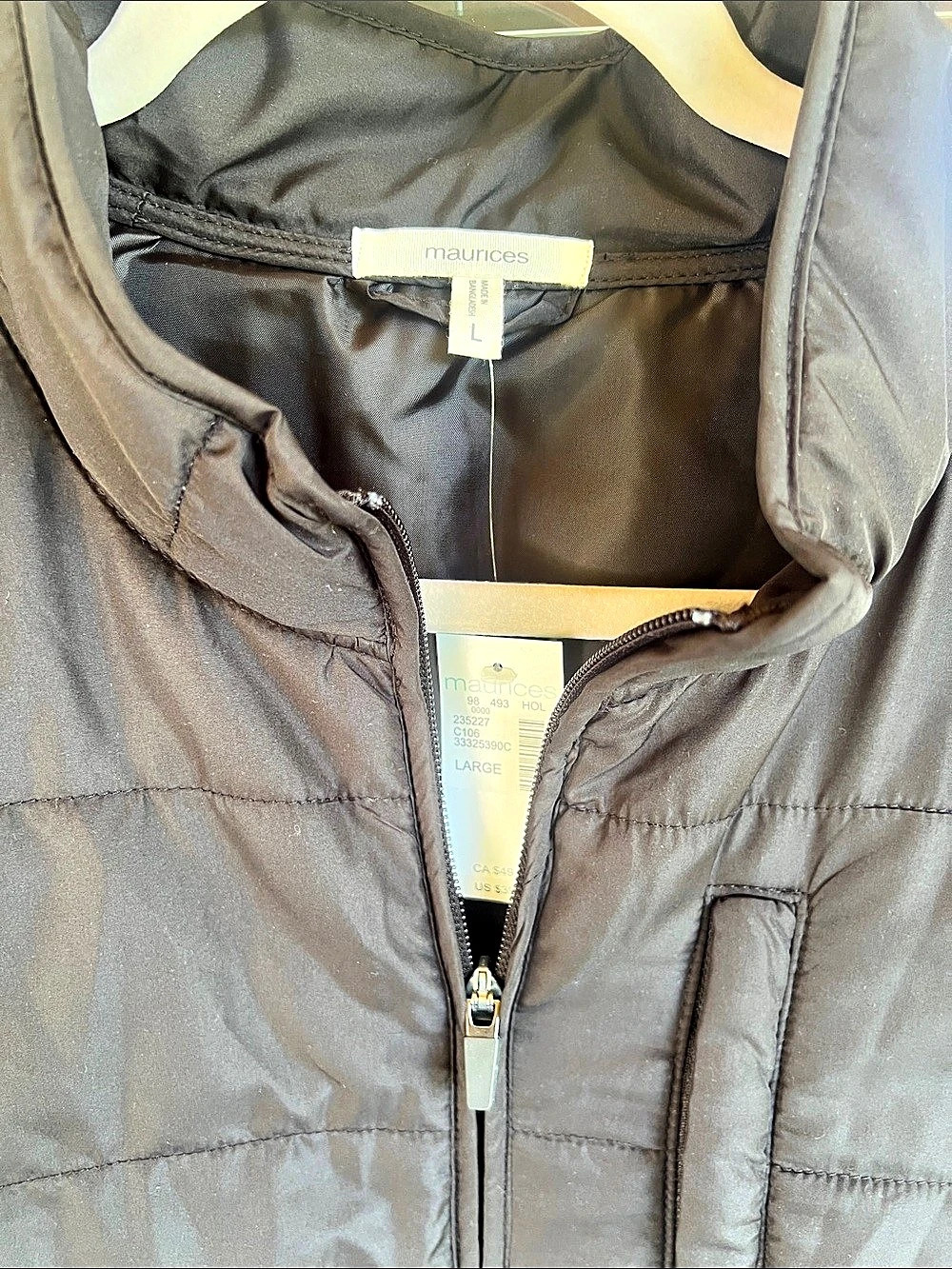 Maurices Quilted Vest in Black Large brand New with tags!